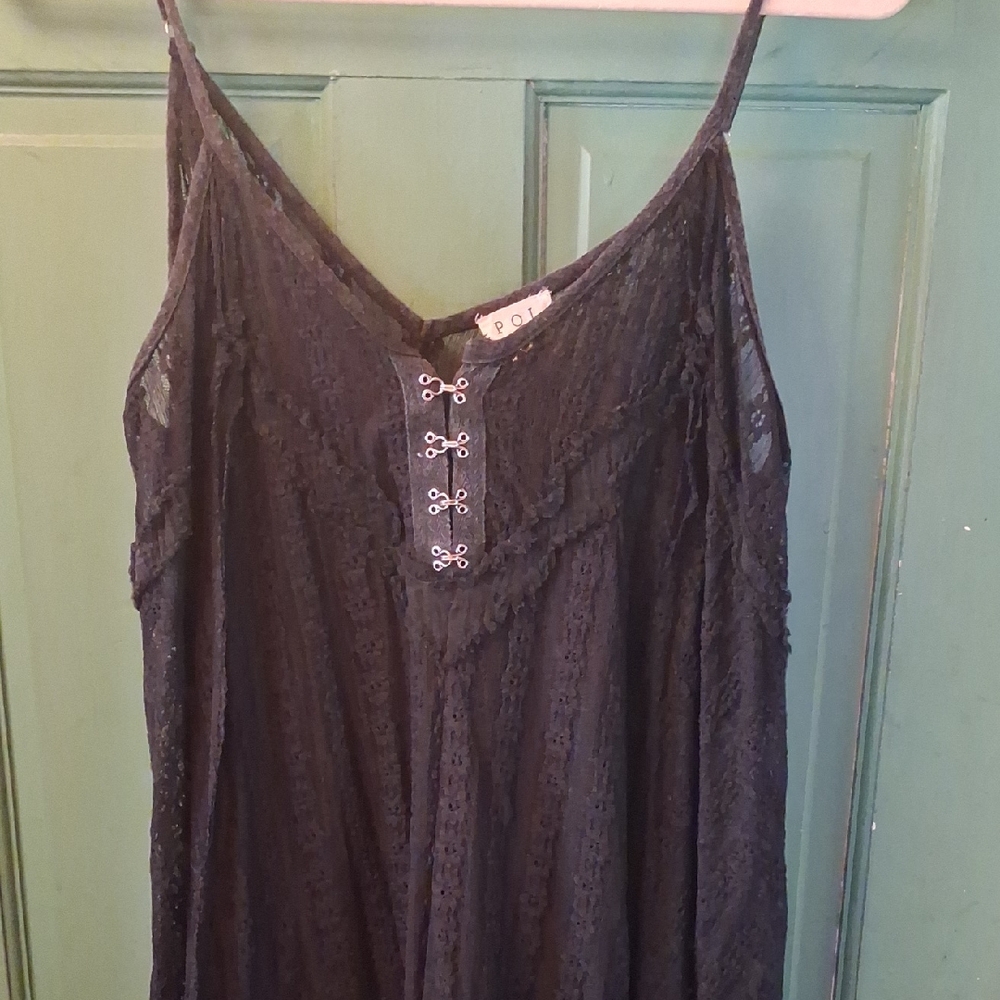 POL Charcoal Lace Detail Dress